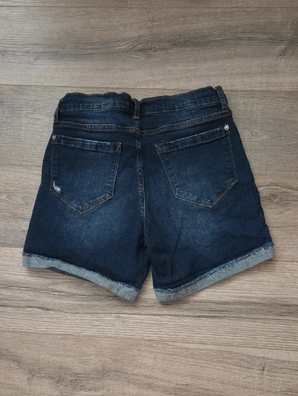 Kensie Dark Wash Distressed Denim Shorts - Picture 7 of 7